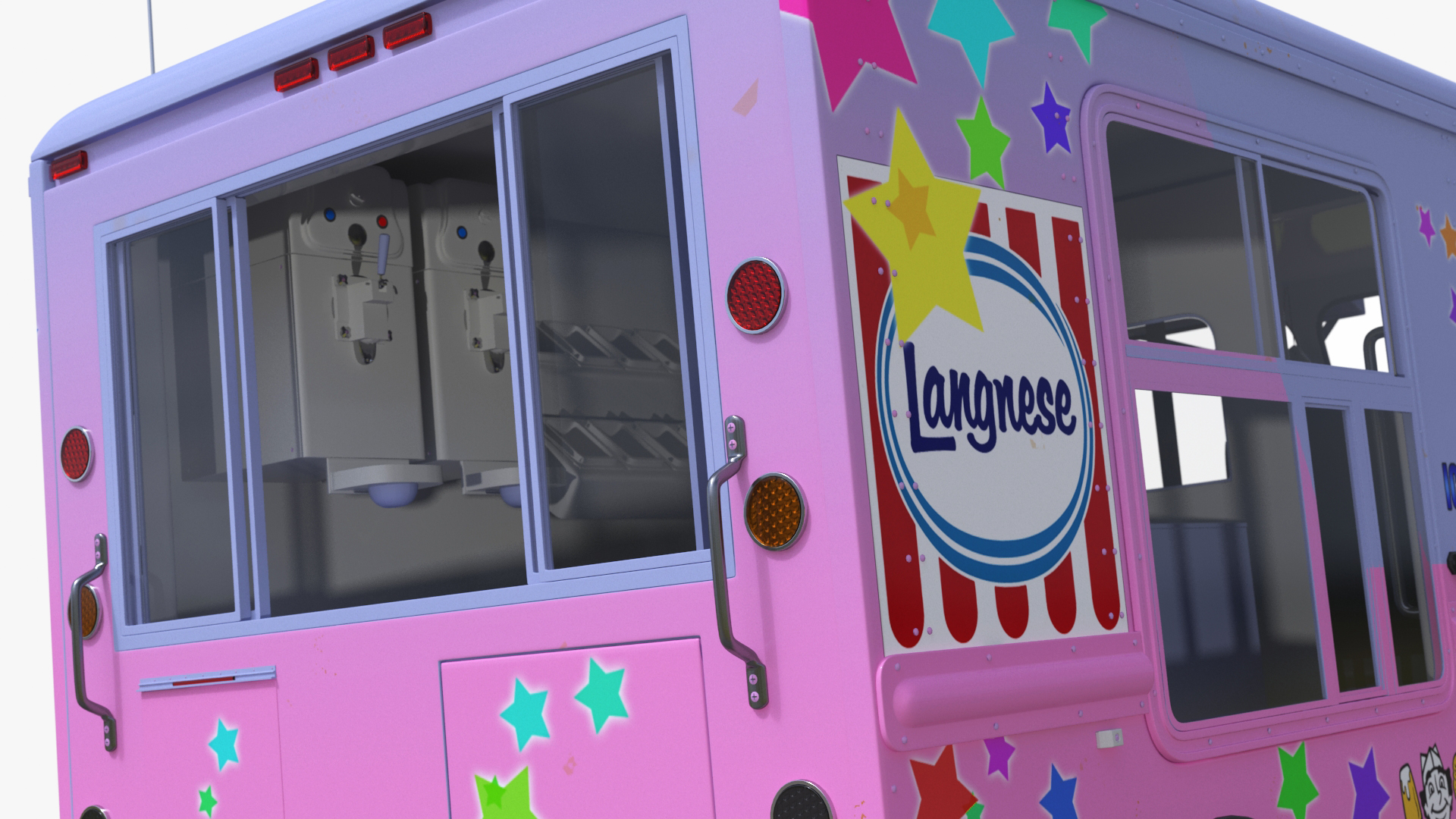 Ice Cream Truck with Star Decals and Branding Rigged 3D