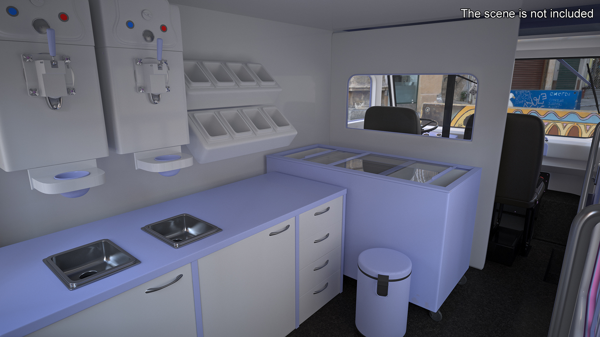 Ice Cream Truck with Star Decals and Branding Rigged 3D
