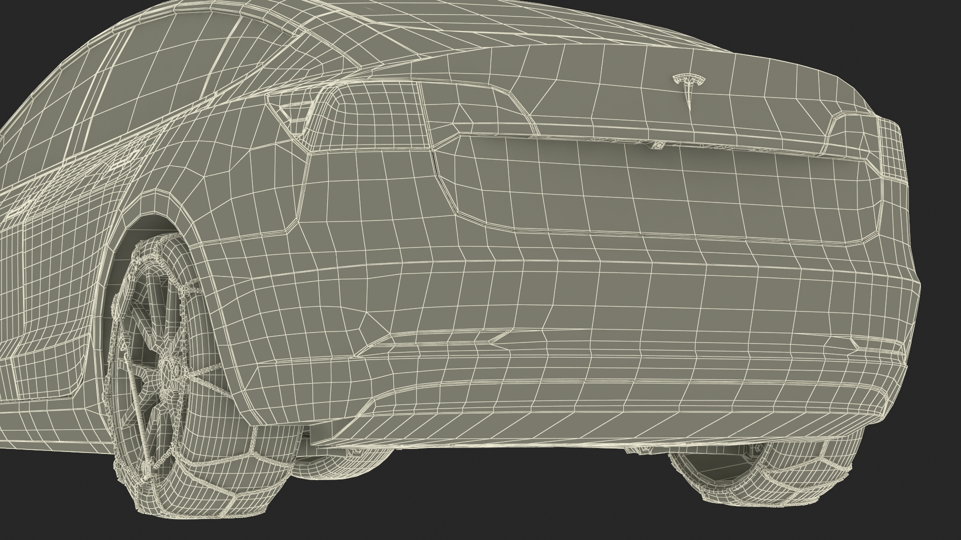 3D Snow Chains on Tesla Wheels Rigged for Cinema 4D model