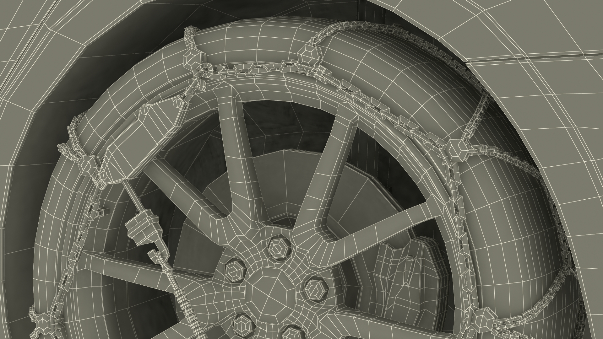 3D Snow Chains on Tesla Wheels Rigged for Cinema 4D model