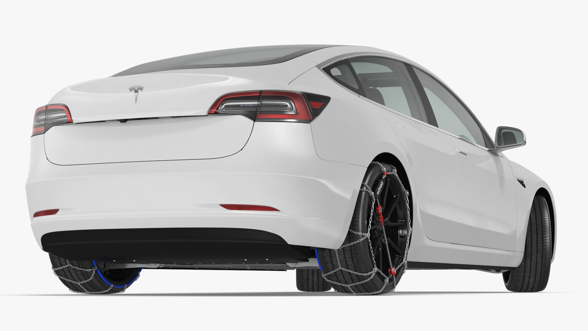 3D Snow Chains on Tesla Wheels Rigged for Cinema 4D model