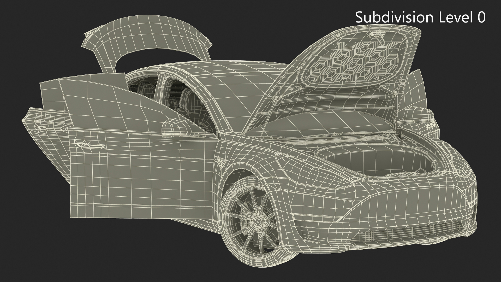 3D Snow Chains on Tesla Wheels Rigged for Cinema 4D model