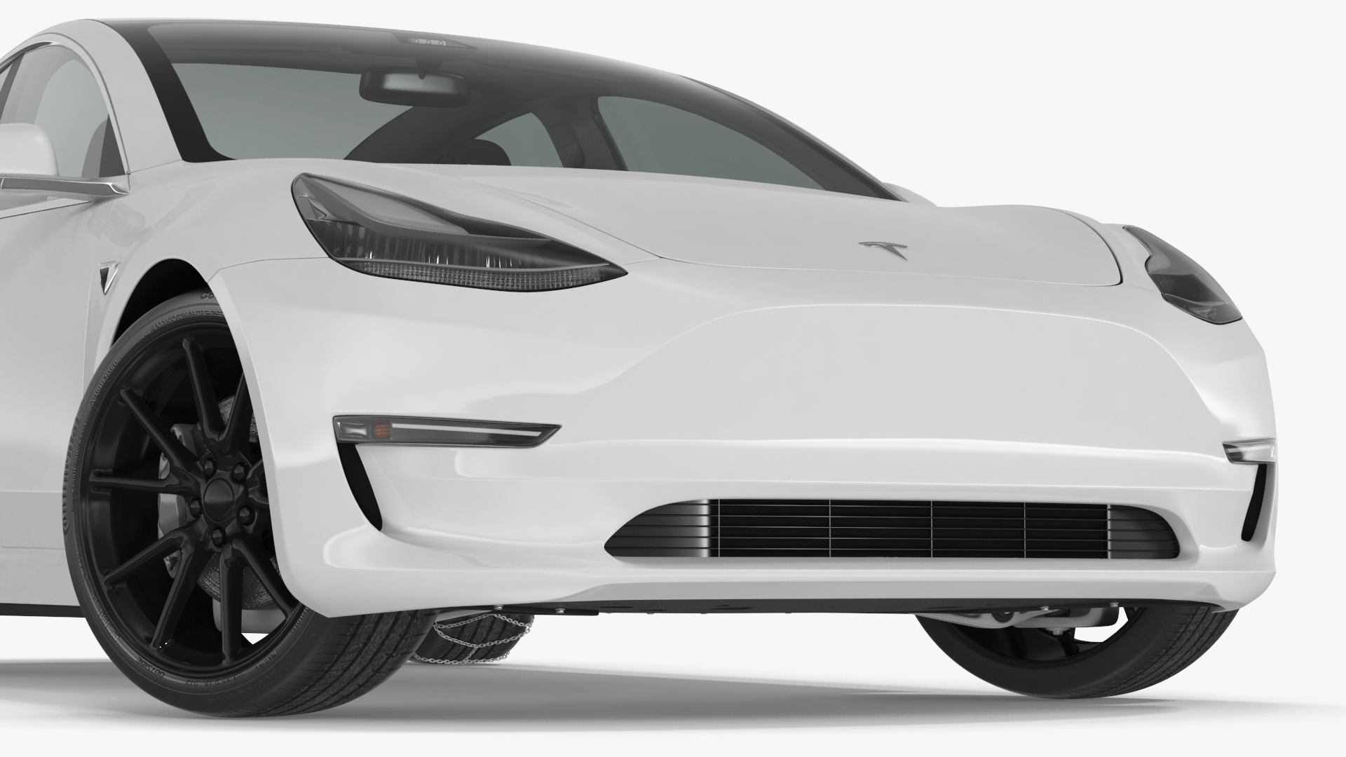 3D Snow Chains on Tesla Wheels Rigged for Cinema 4D model