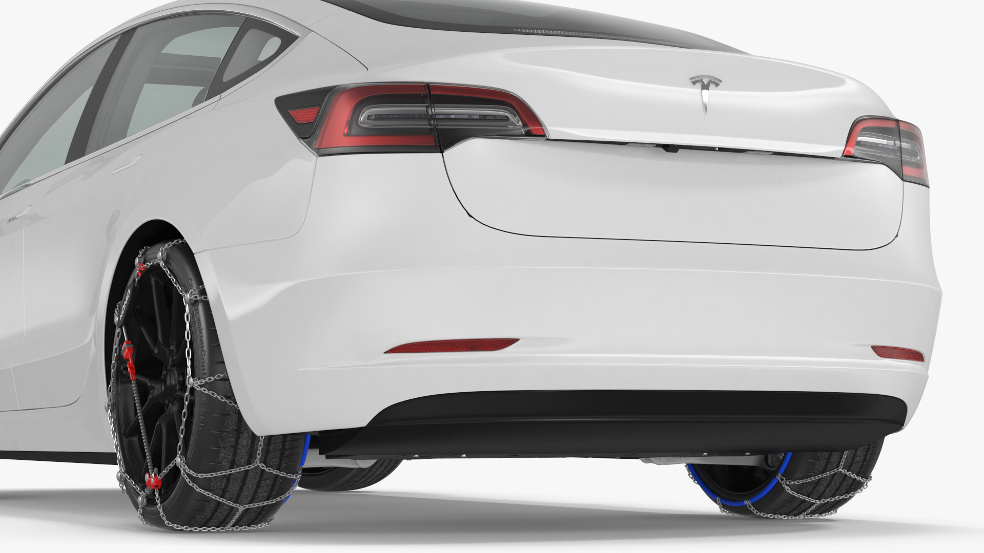 3D Snow Chains on Tesla Wheels Rigged for Cinema 4D model