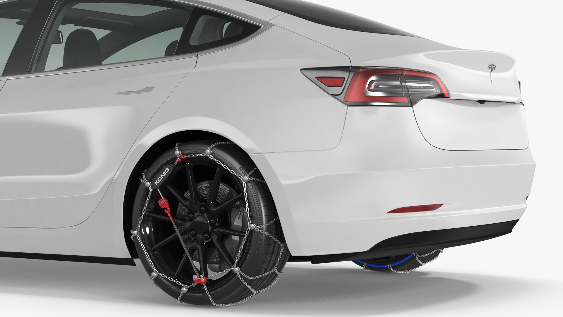 3D Snow Chains on Tesla Wheels Rigged for Cinema 4D model