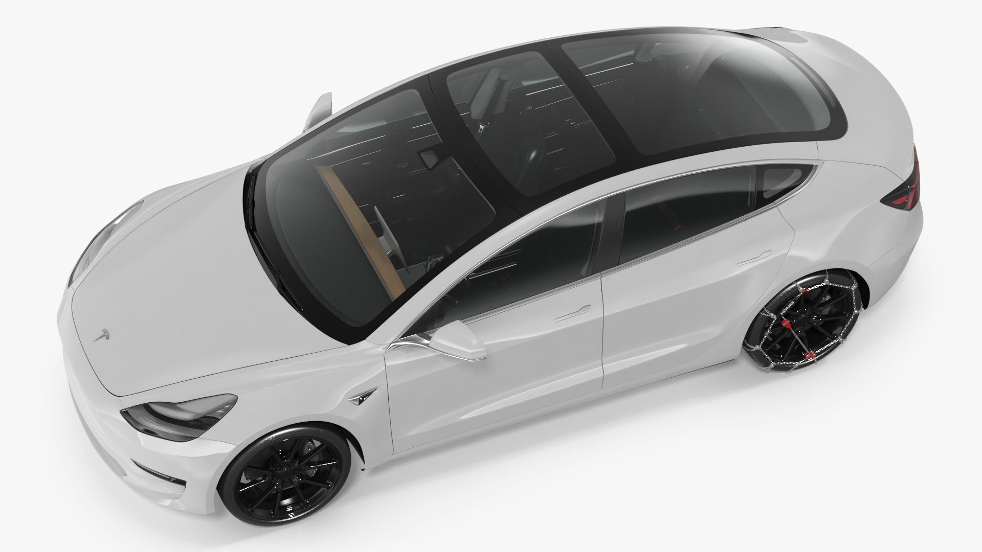 3D Snow Chains on Tesla Wheels Rigged for Cinema 4D model