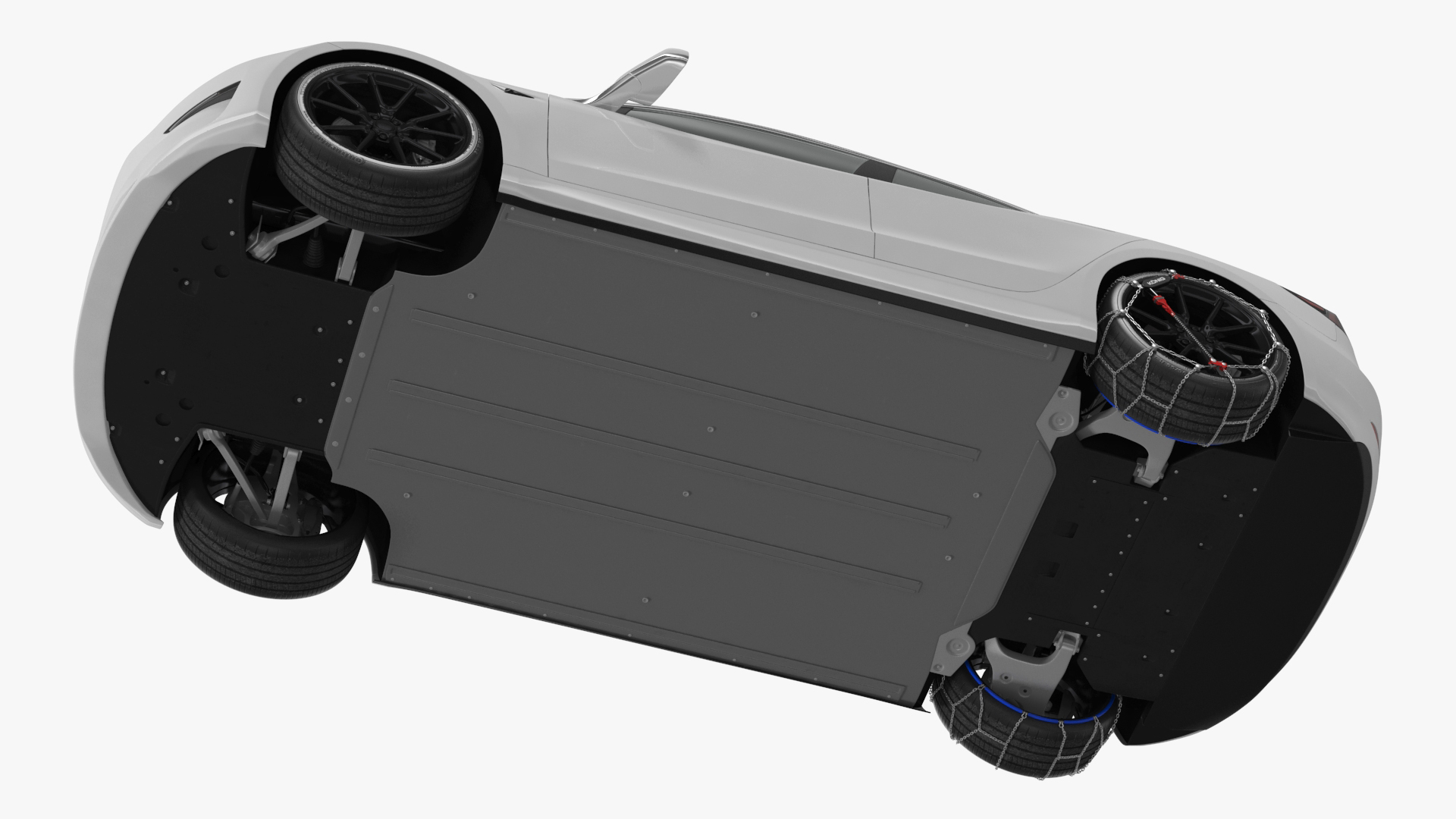 3D Snow Chains on Tesla Wheels Rigged for Cinema 4D model