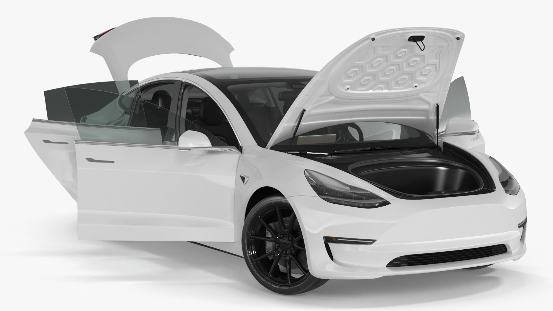 3D Snow Chains on Tesla Wheels Rigged for Cinema 4D model