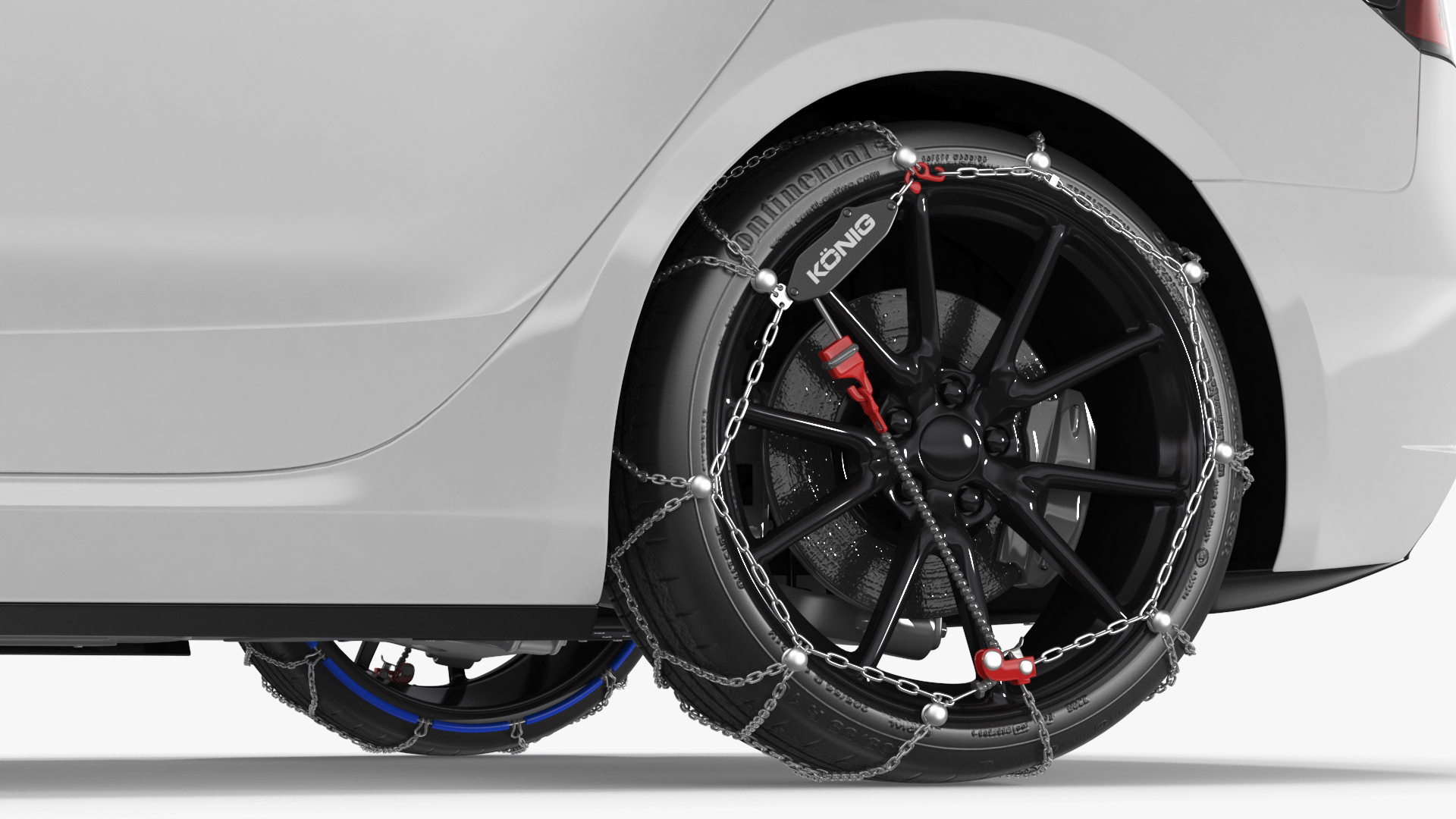 3D Snow Chains on Tesla Wheels Rigged for Cinema 4D model