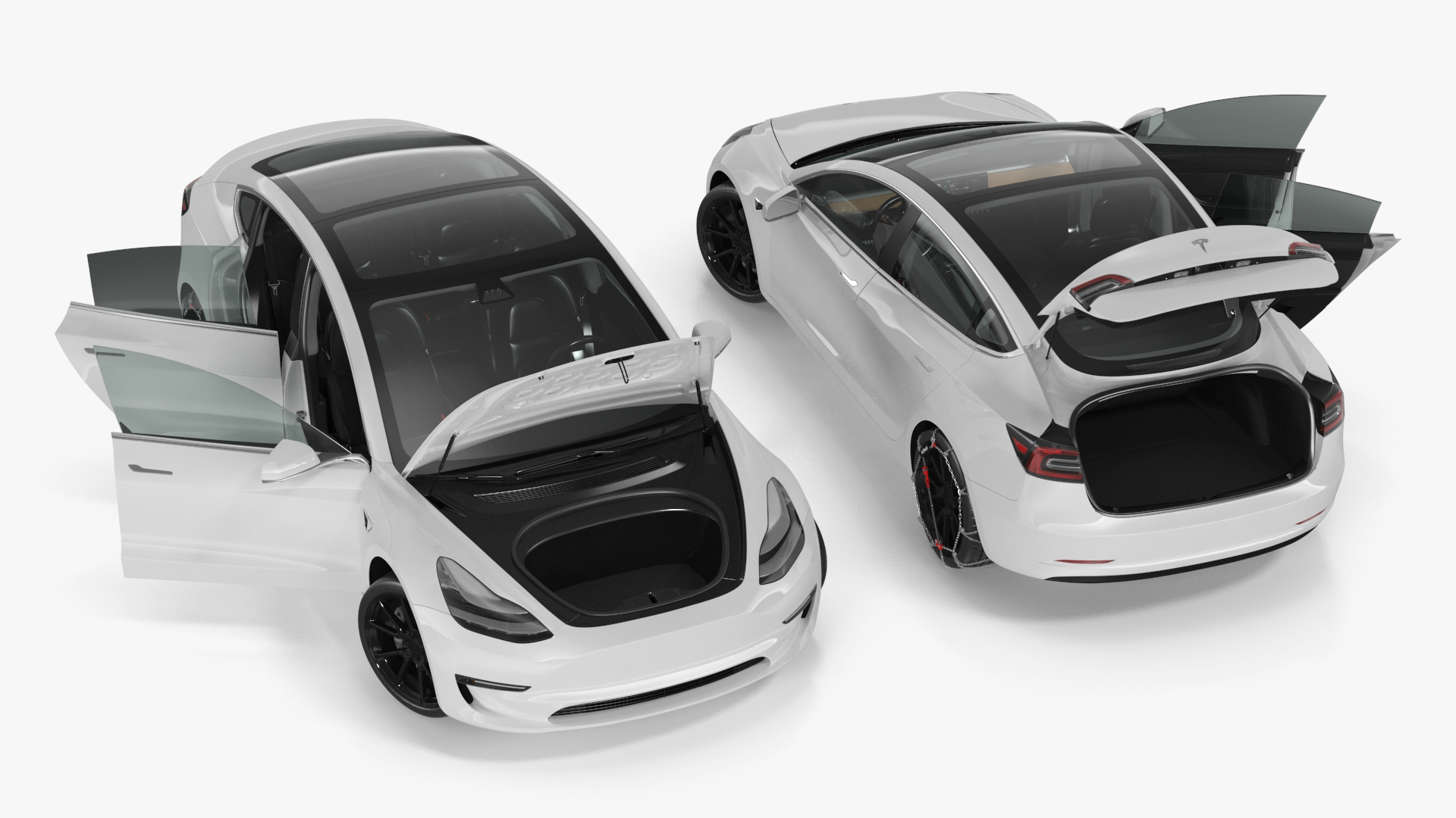 3D Snow Chains on Tesla Wheels Rigged for Cinema 4D model