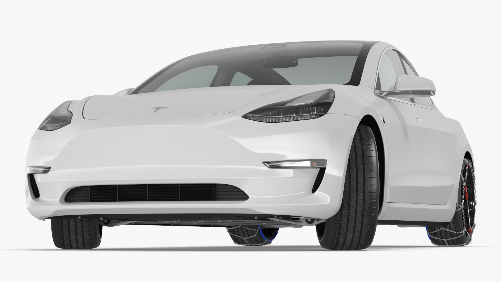 3D Snow Chains on Tesla Wheels Rigged for Cinema 4D model