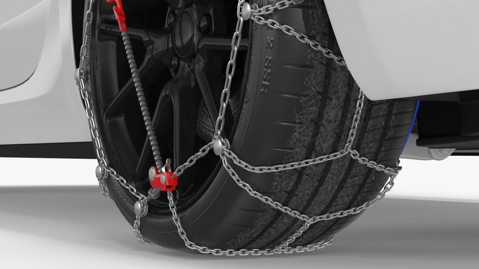 3D Snow Chains on Tesla Wheels Rigged for Cinema 4D model