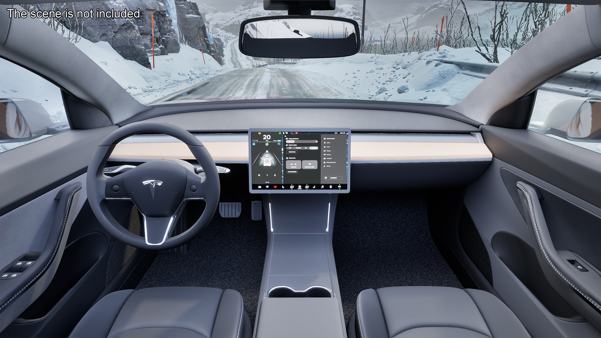 3D Snow Chains on Tesla Wheels Rigged for Cinema 4D model
