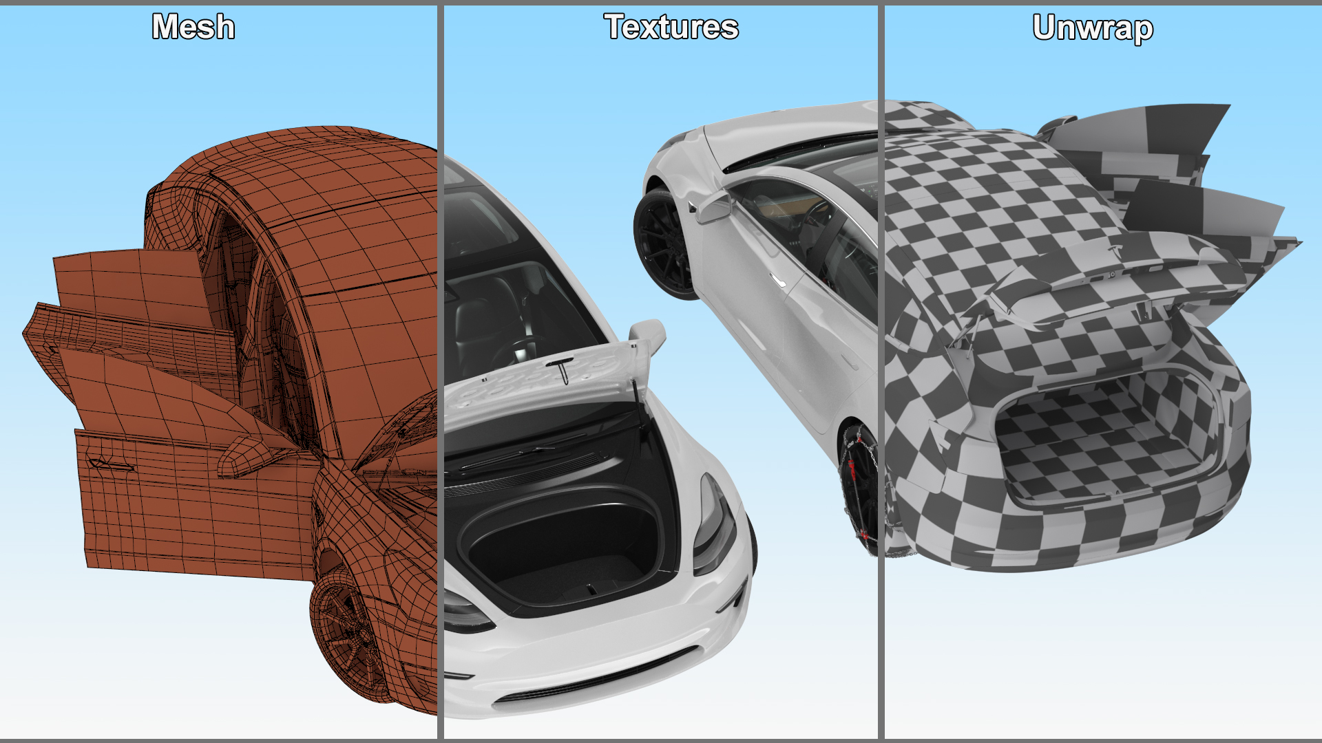 3D Snow Chains on Tesla Wheels Rigged for Cinema 4D model