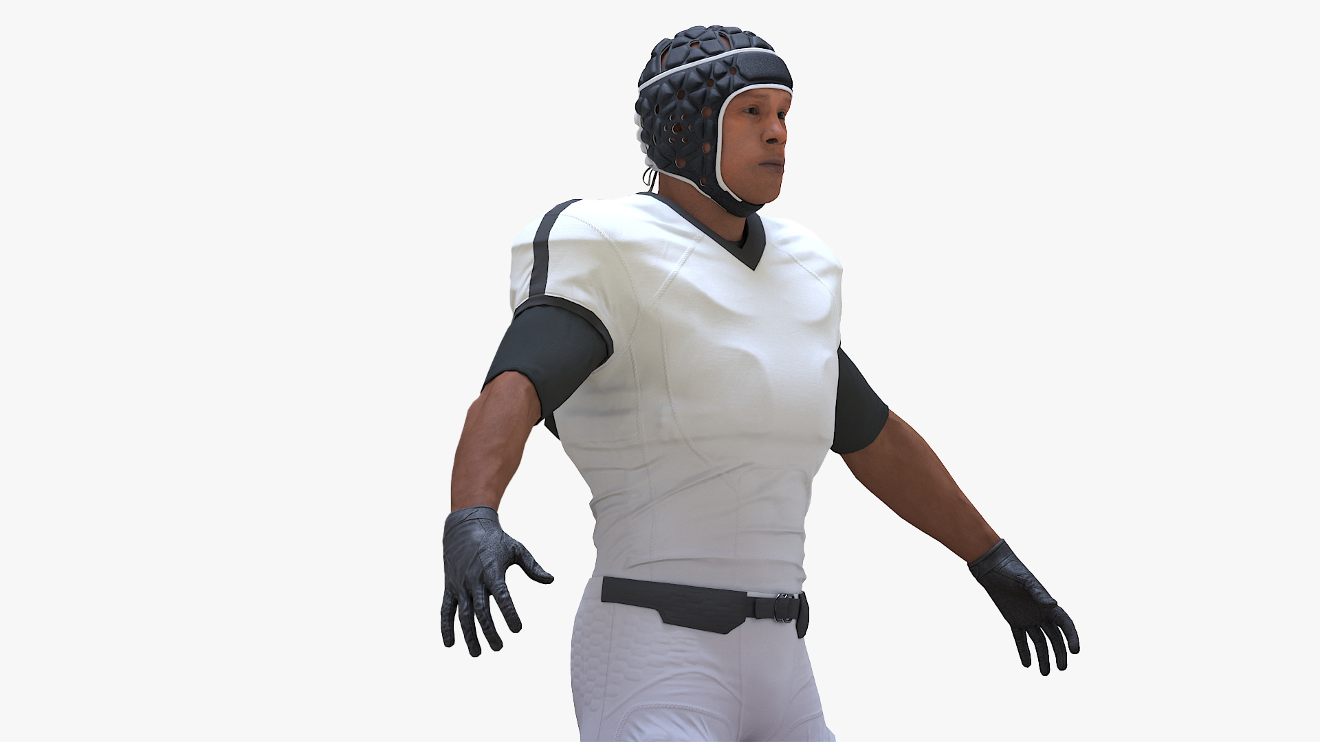 Uniform Black Man Football Player with Rugby Helmet Rigged for Cinema 4D 3D