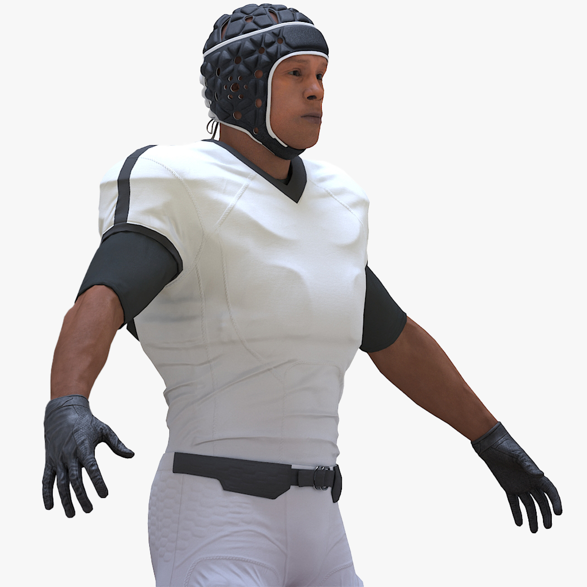 Uniform Black Man Football Player with Rugby Helmet Rigged for Cinema 4D 3D