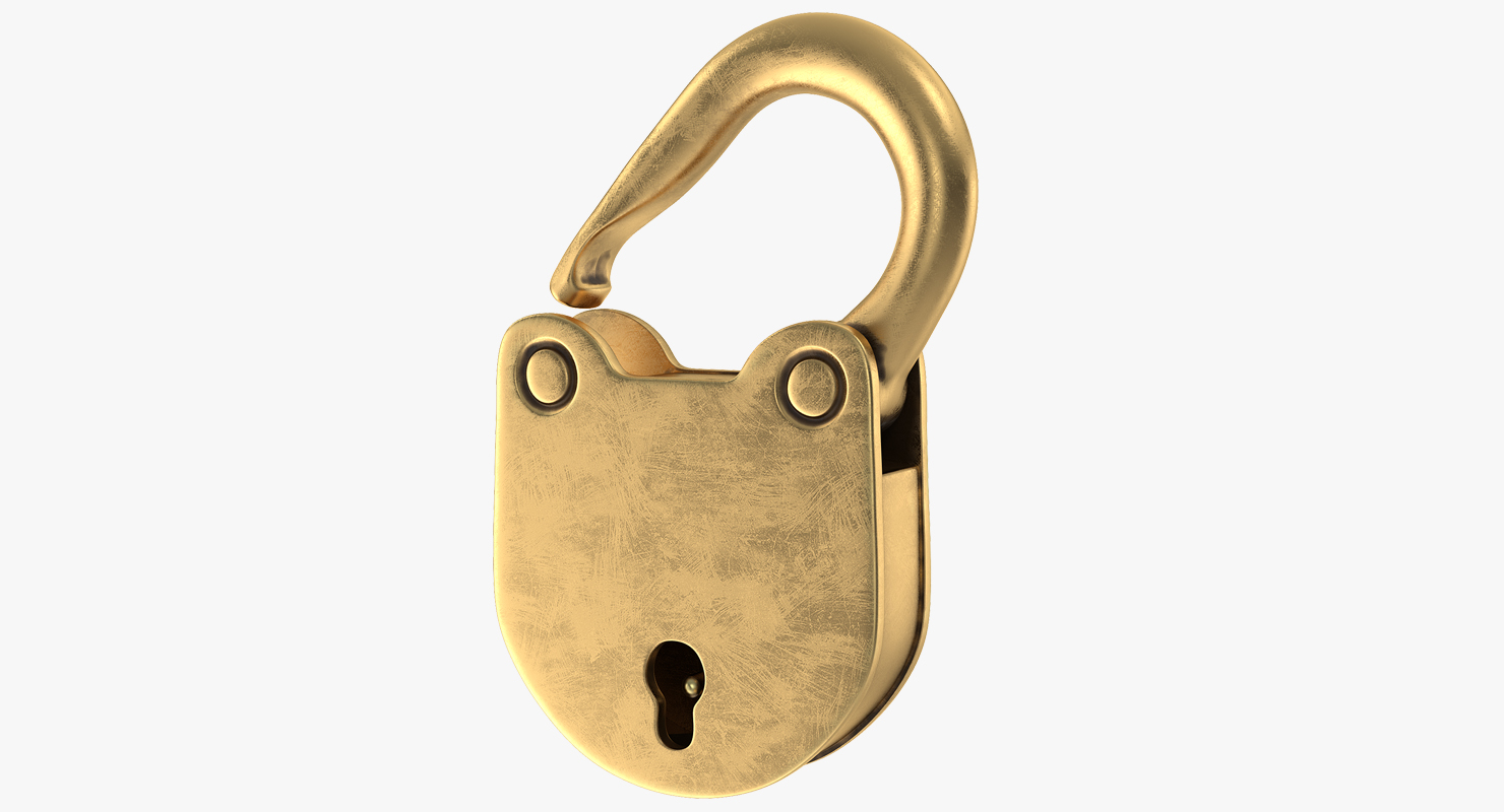 3D Vintage Brass Padlock