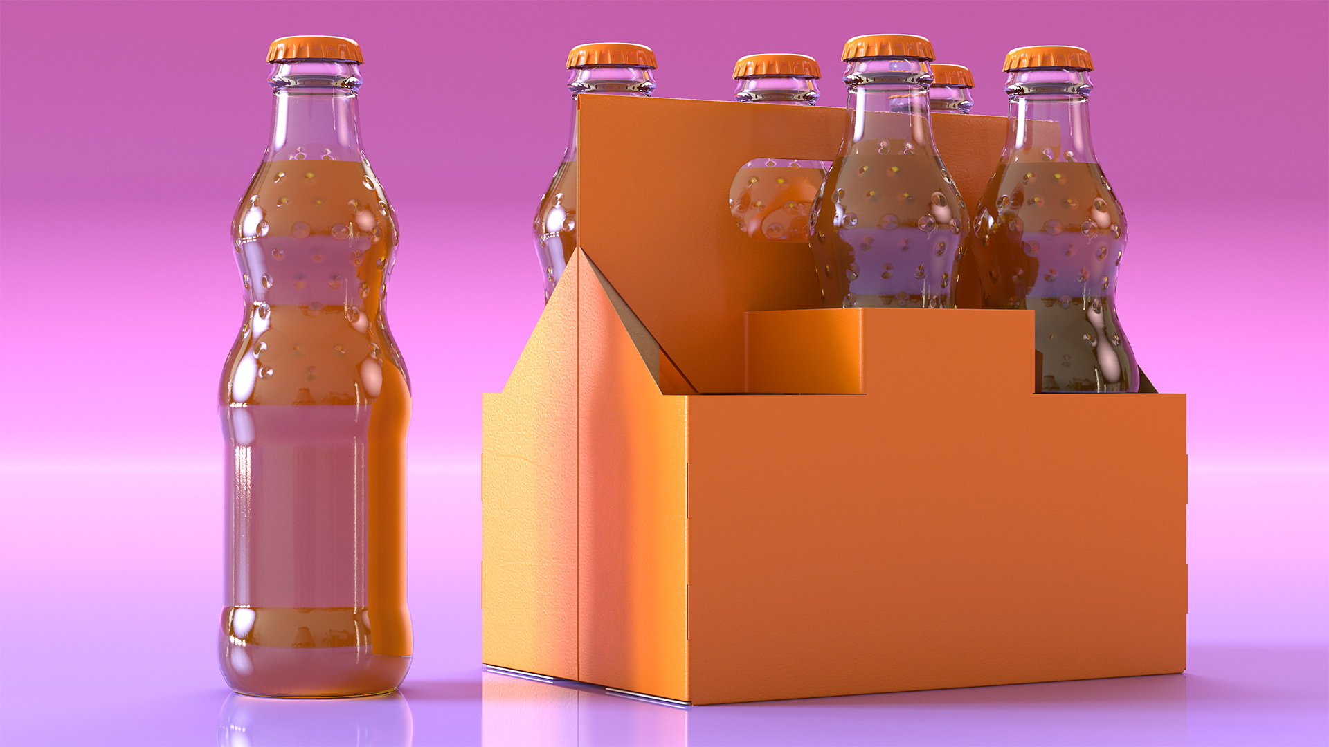 Orange Soda Glass Bottle Package 3D