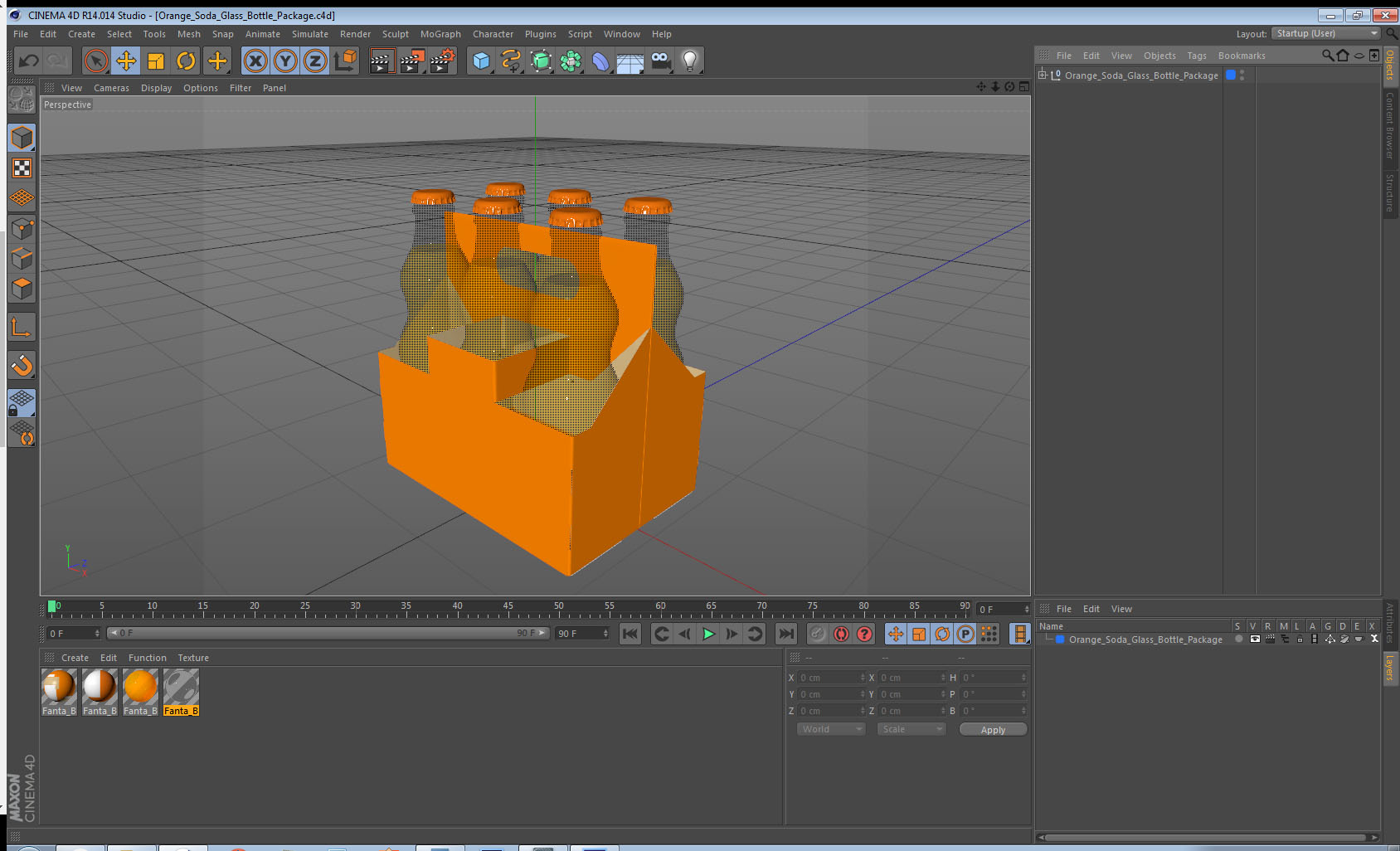 Orange Soda Glass Bottle Package 3D