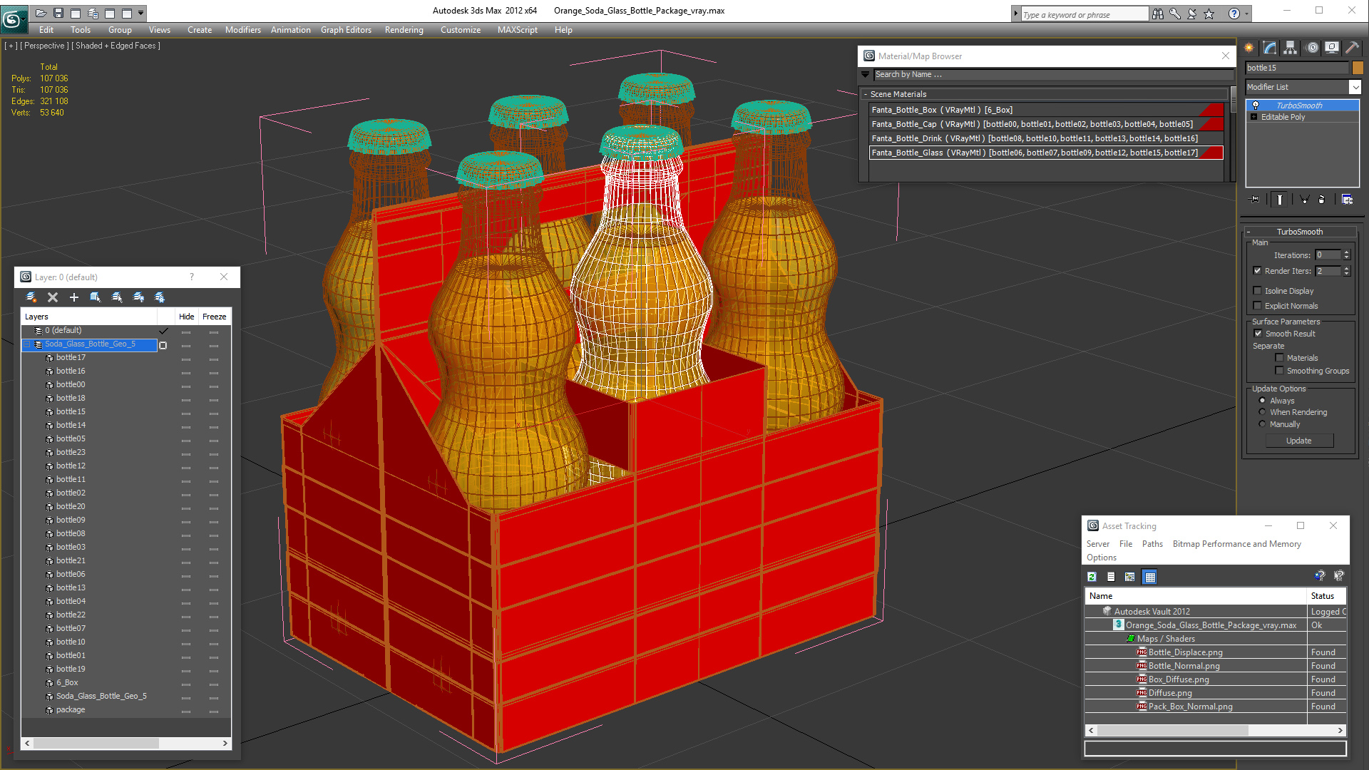 Orange Soda Glass Bottle Package 3D