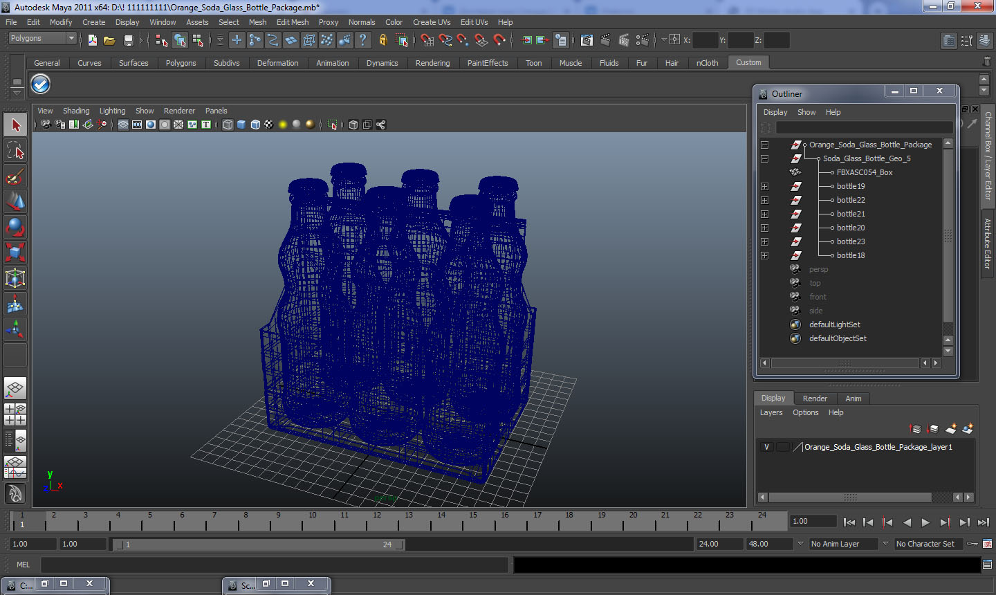 Orange Soda Glass Bottle Package 3D