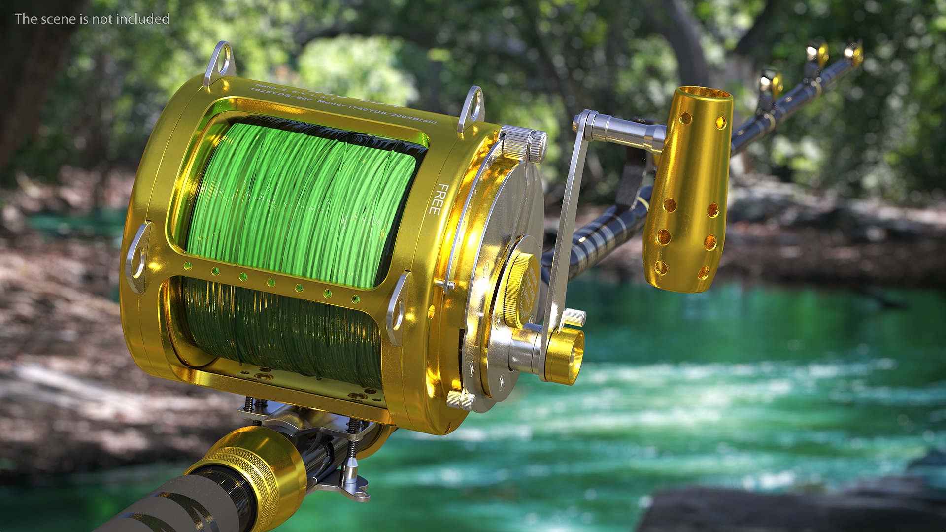 EatMyTackle 80 Wide 2Speed Fishing Reel Bue Marlin Tournament Rod Rigged 3D