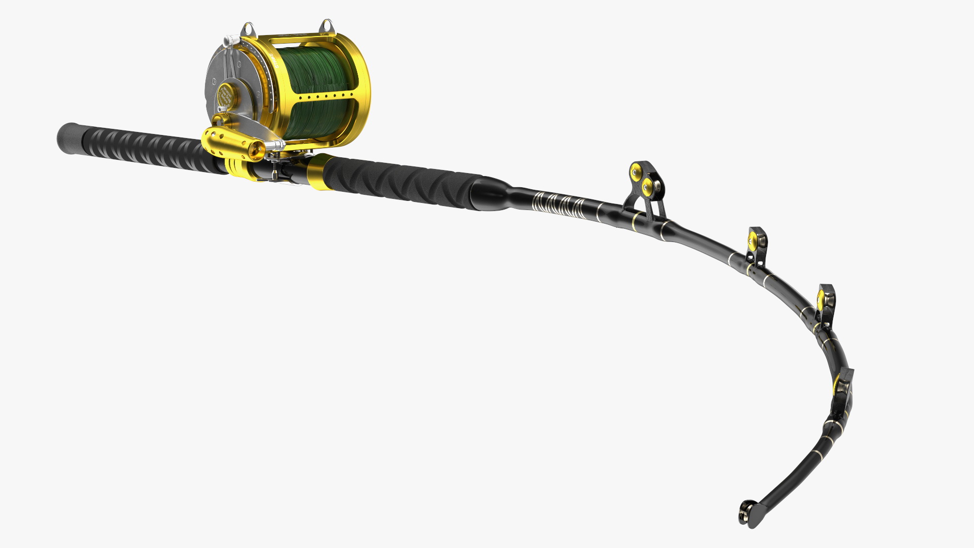 EatMyTackle 80 Wide 2Speed Fishing Reel Bue Marlin Tournament Rod Rigged 3D