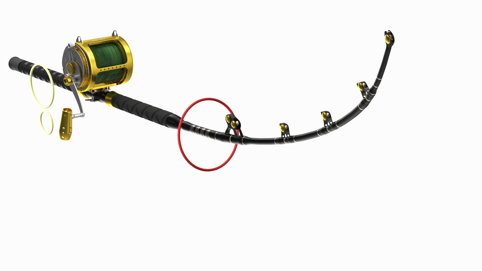 EatMyTackle 80 Wide 2Speed Fishing Reel Bue Marlin Tournament Rod Rigged 3D