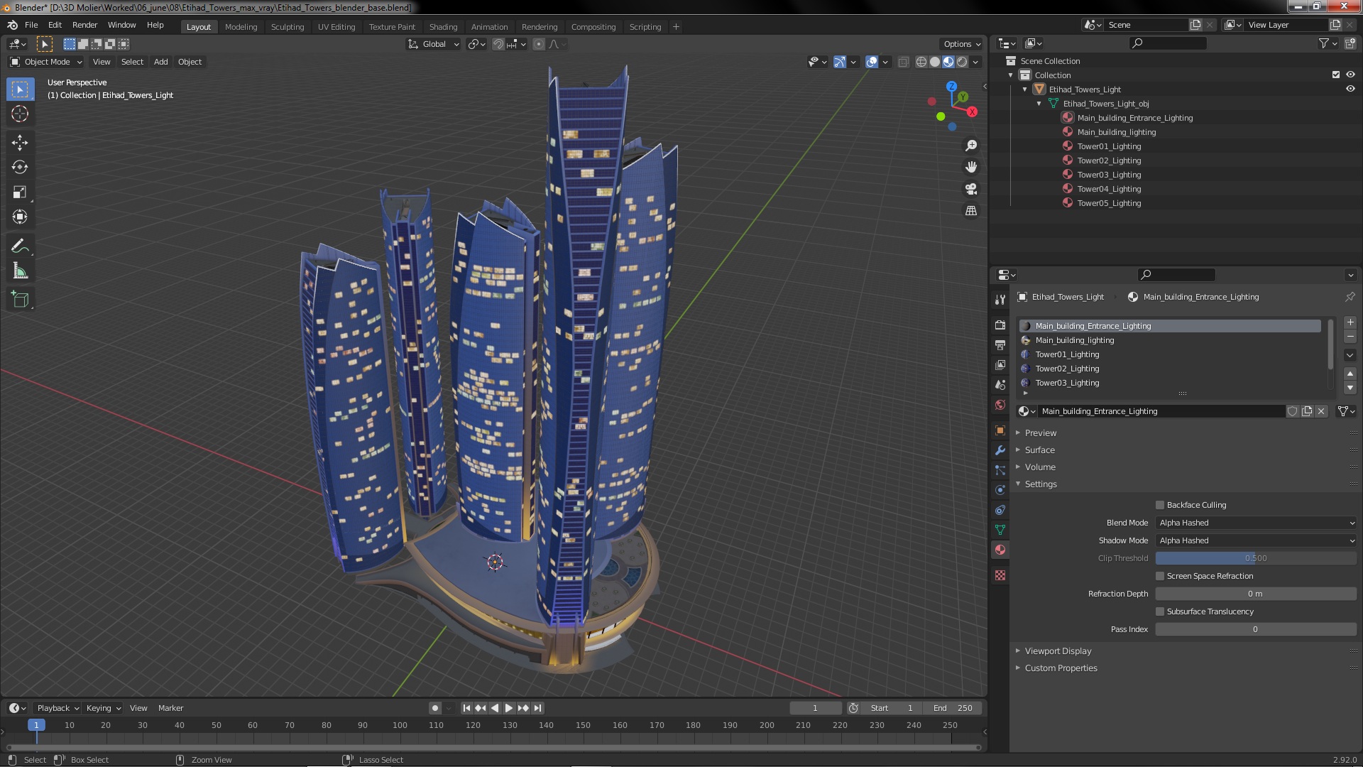 Etihad Towers Light 3D model