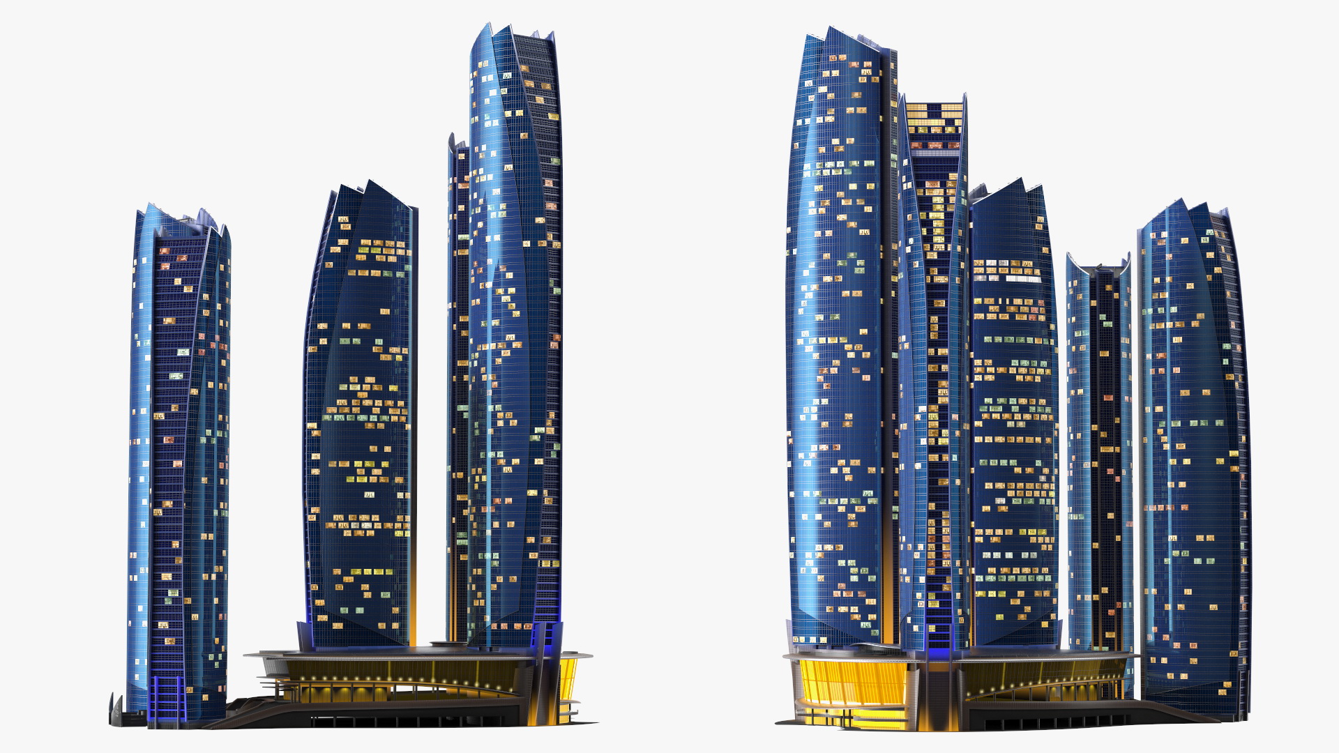 Etihad Towers Light 3D model