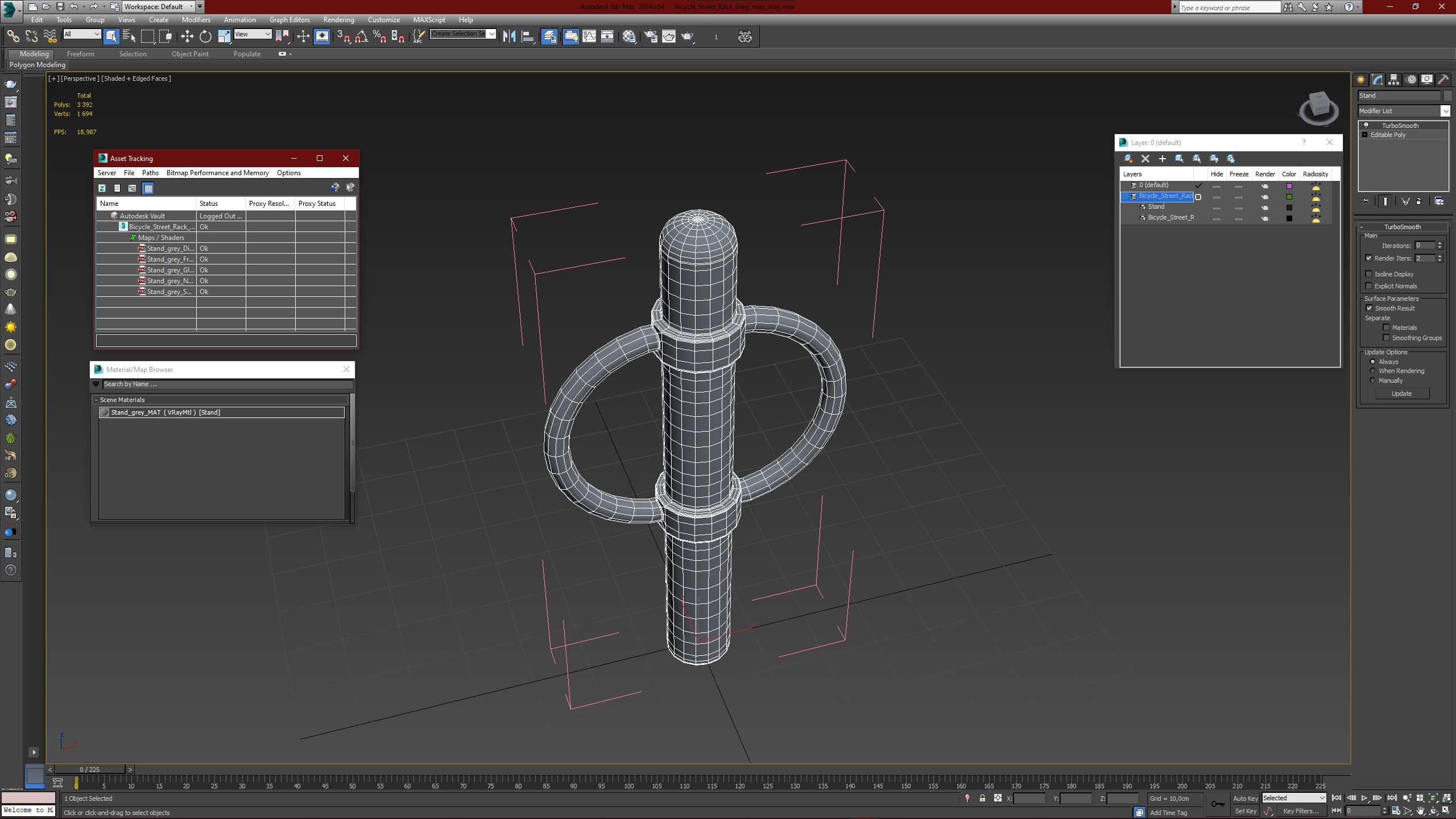 Bicycle Street Rack Grey 3D model
