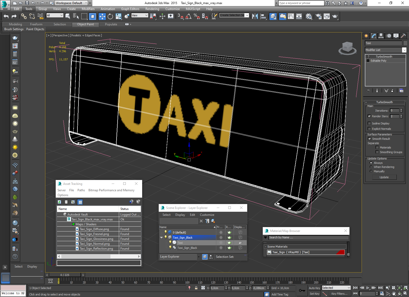 3D model Taxi Sign Black
