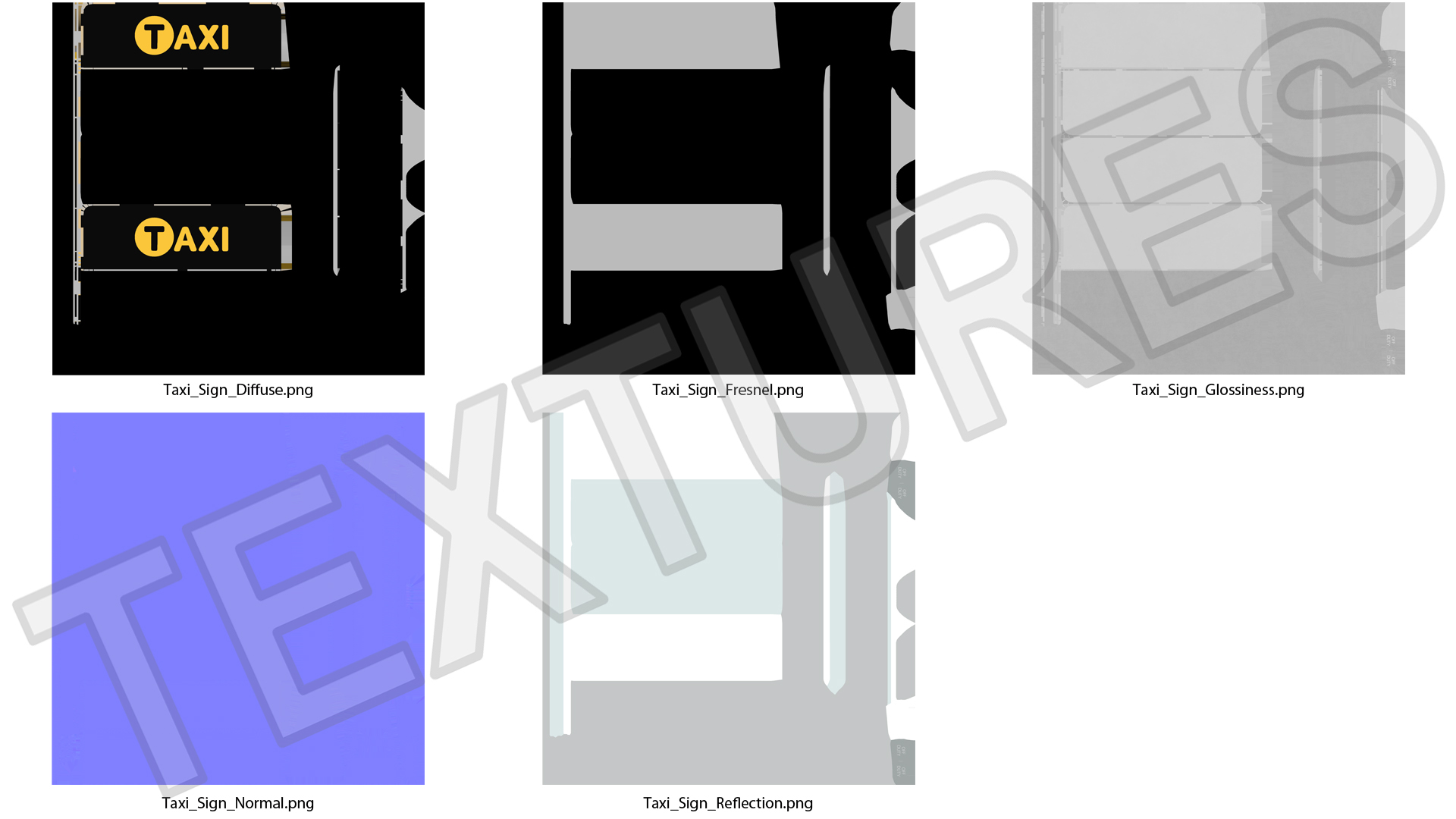 3D model Taxi Sign Black