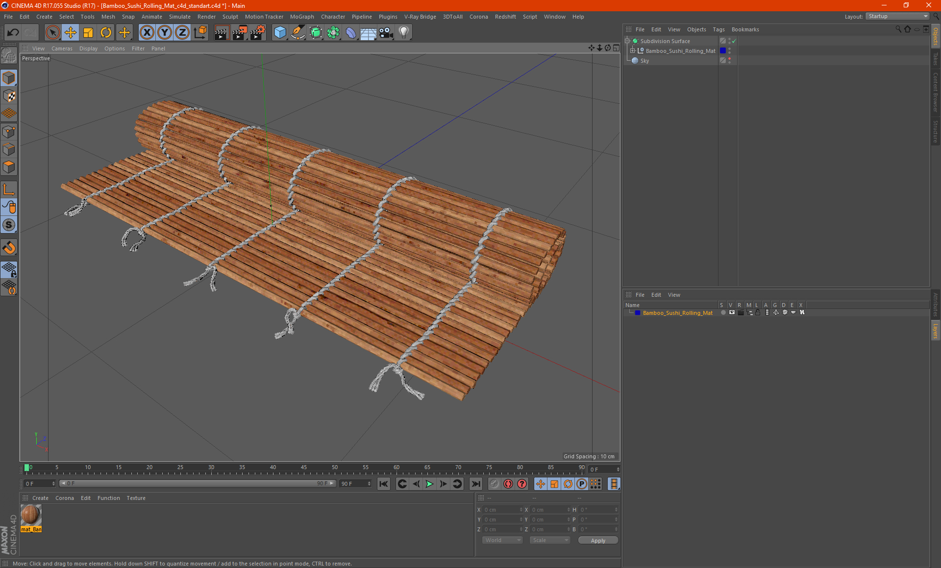 Bamboo Sushi Rolling Mat 3D model