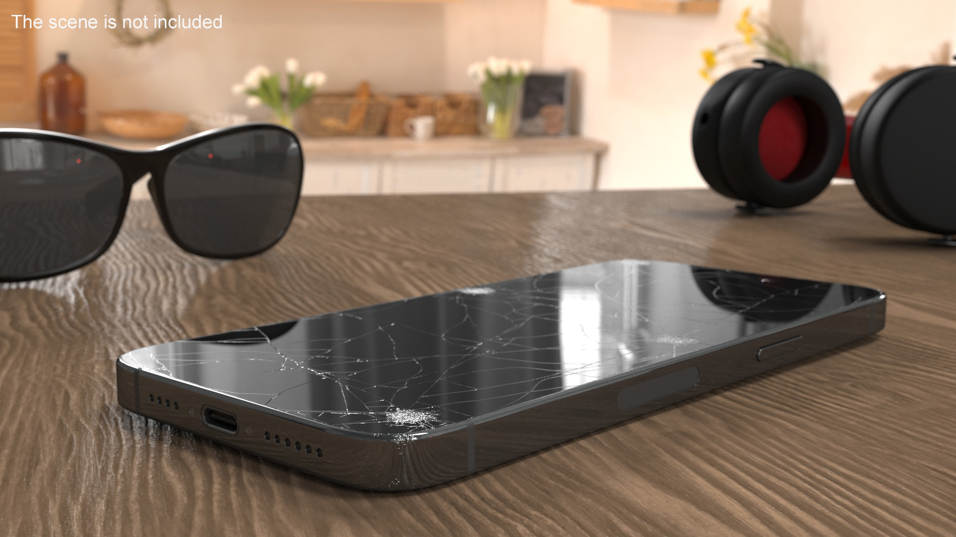 3D model Black Titanium IPhone 15 Pro Max Cracked