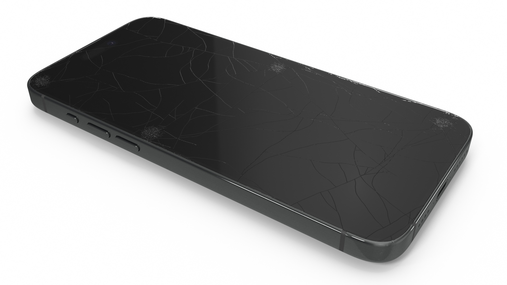 3D model Black Titanium IPhone 15 Pro Max Cracked