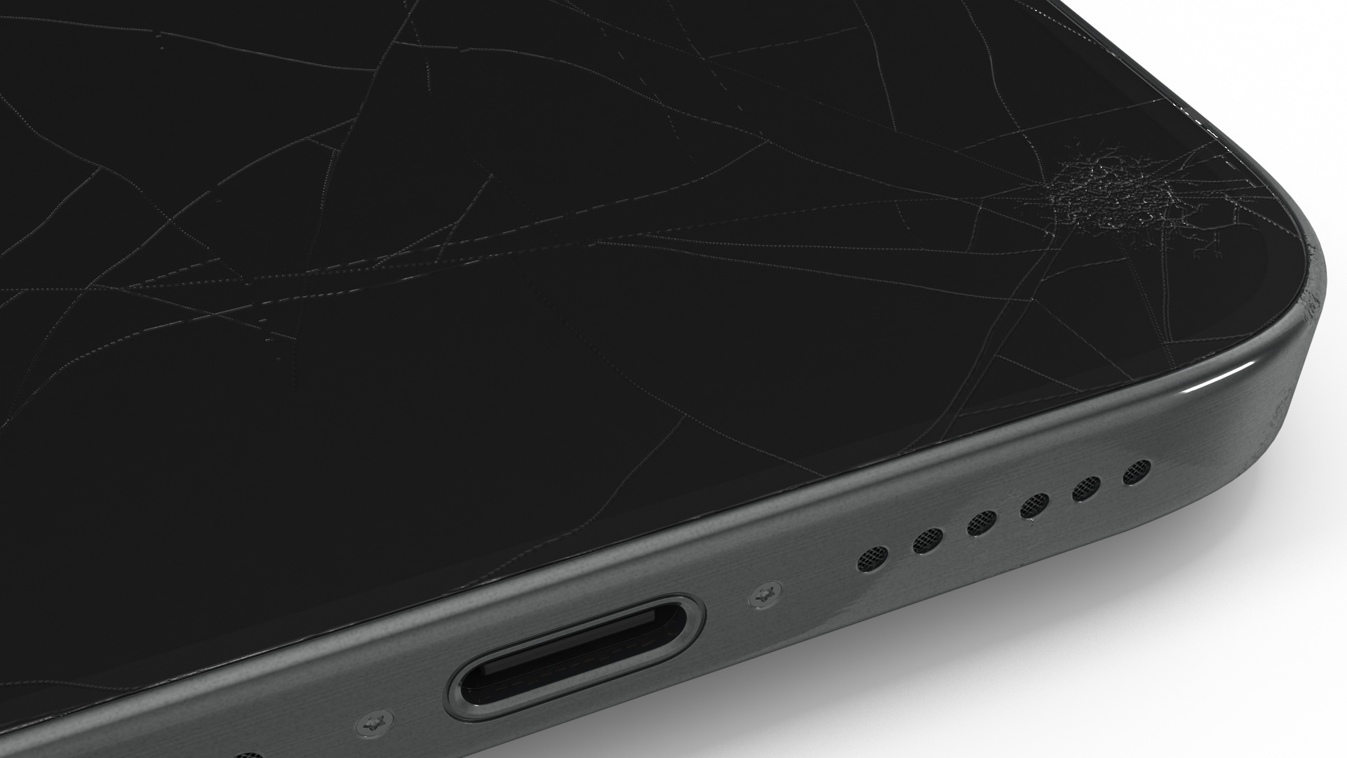 3D model Black Titanium IPhone 15 Pro Max Cracked