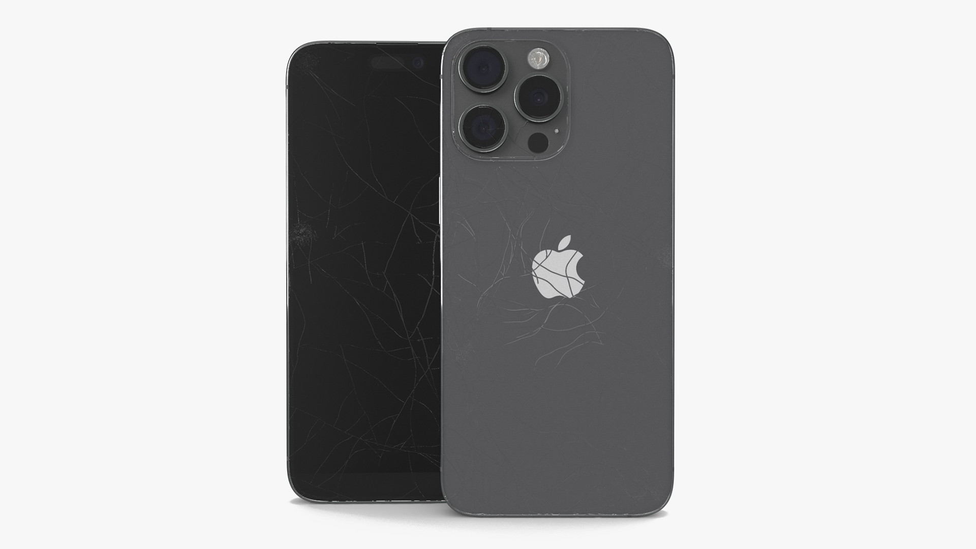 3D model Black Titanium IPhone 15 Pro Max Cracked