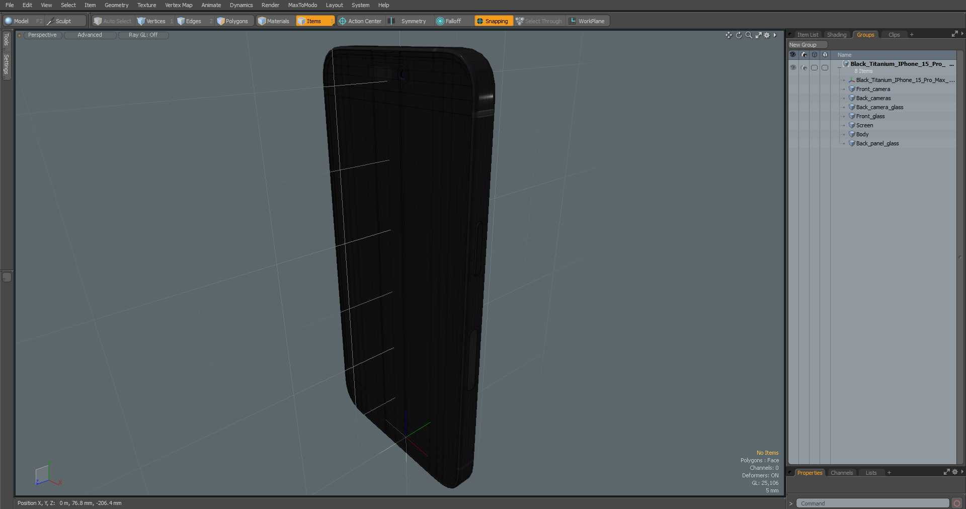 3D model Black Titanium IPhone 15 Pro Max Cracked