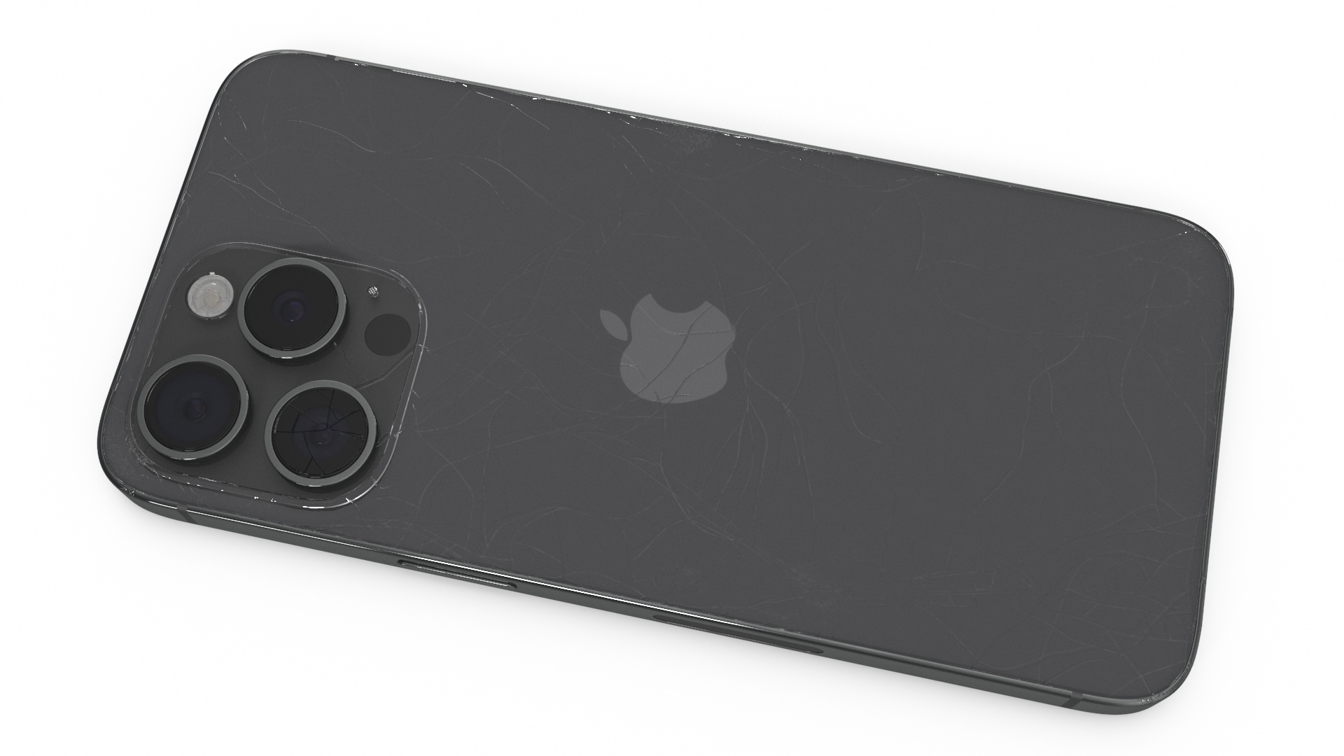 3D model Black Titanium IPhone 15 Pro Max Cracked