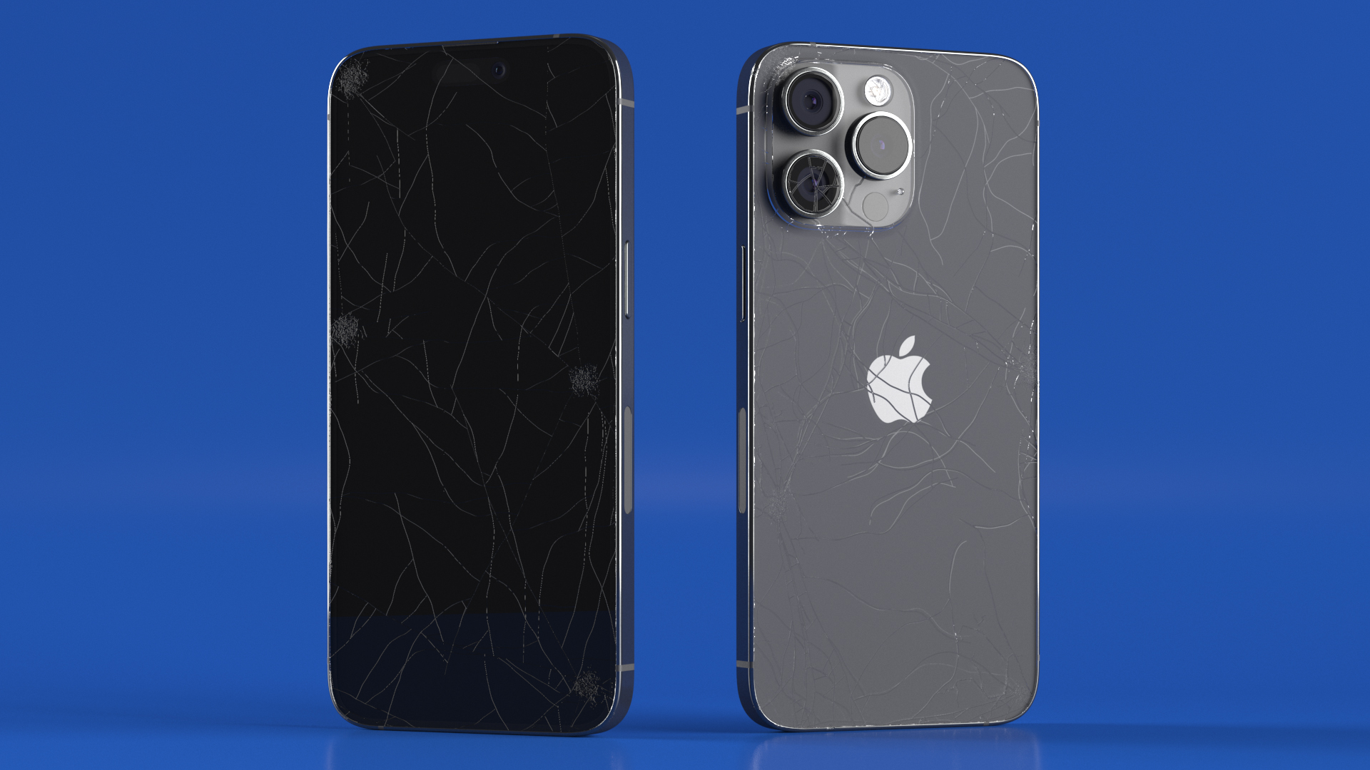 3D model Black Titanium IPhone 15 Pro Max Cracked