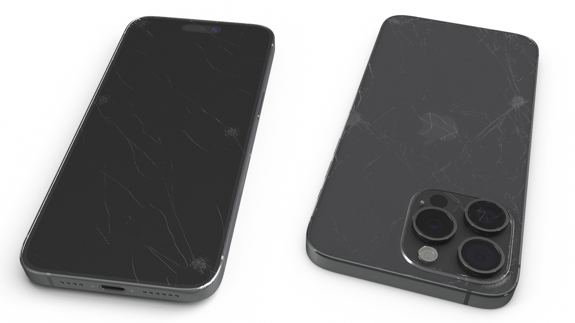 3D model Black Titanium IPhone 15 Pro Max Cracked
