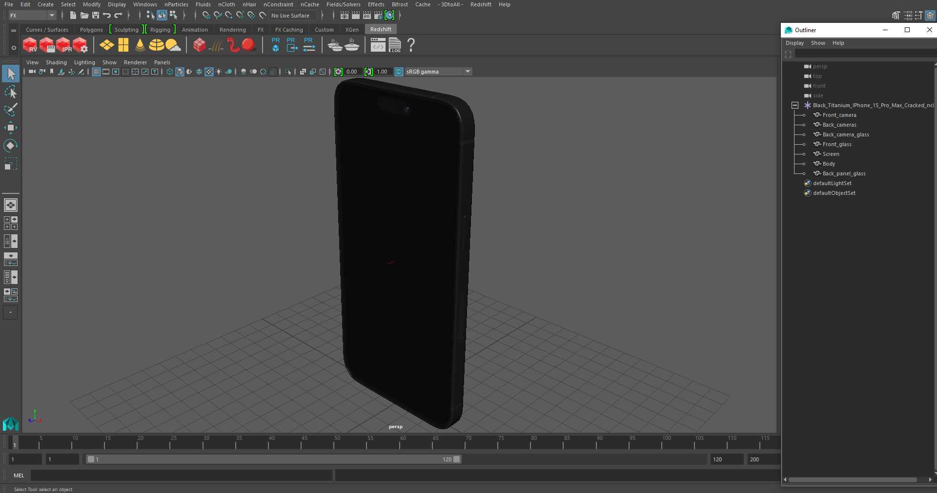 3D model Black Titanium IPhone 15 Pro Max Cracked