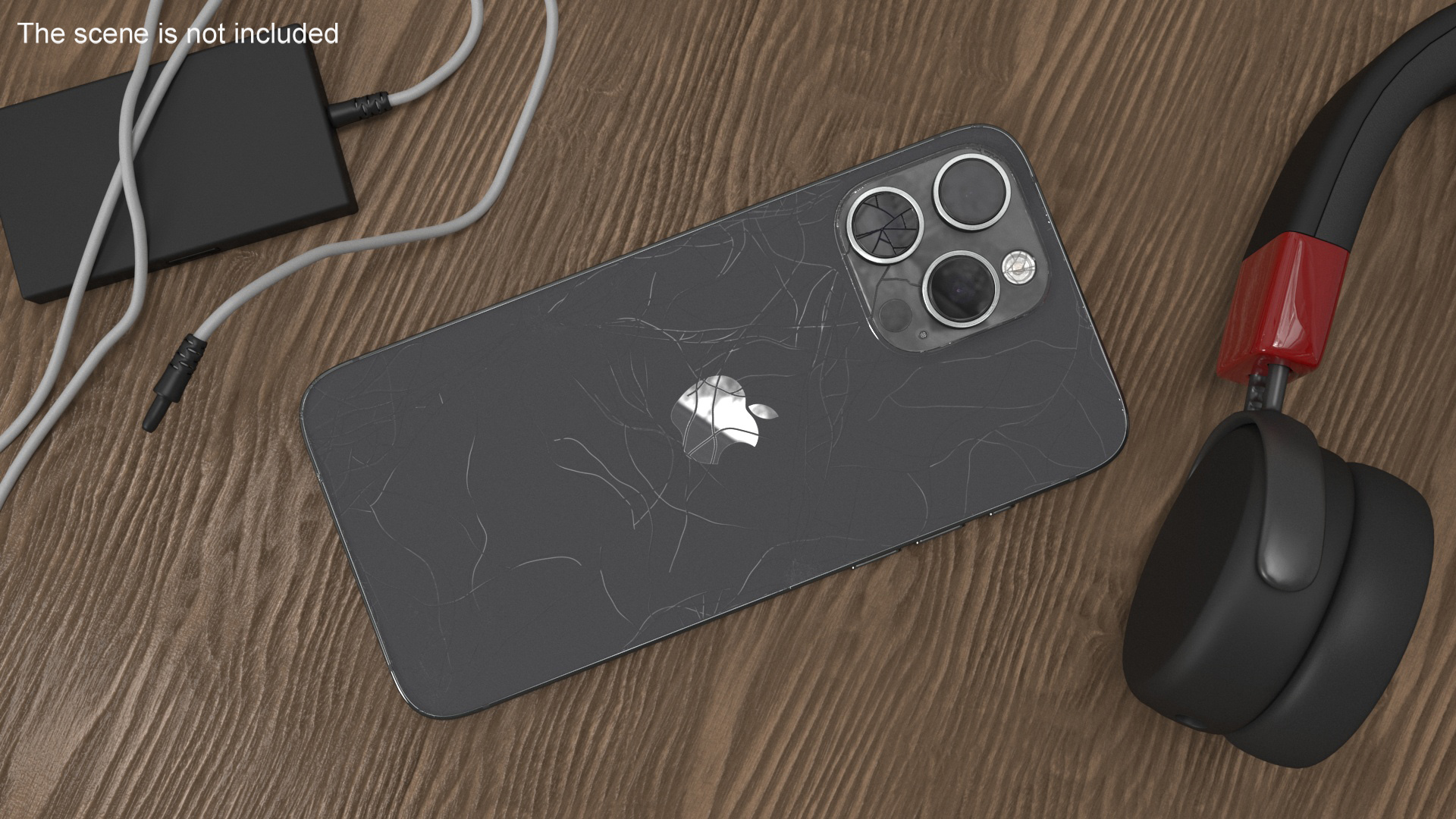 3D model Black Titanium IPhone 15 Pro Max Cracked