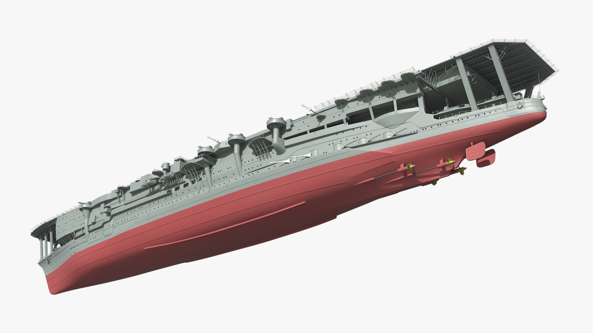 Japanese Aircraft Carrier Kaga with A6M Zero Light Deck Fighters 3D model