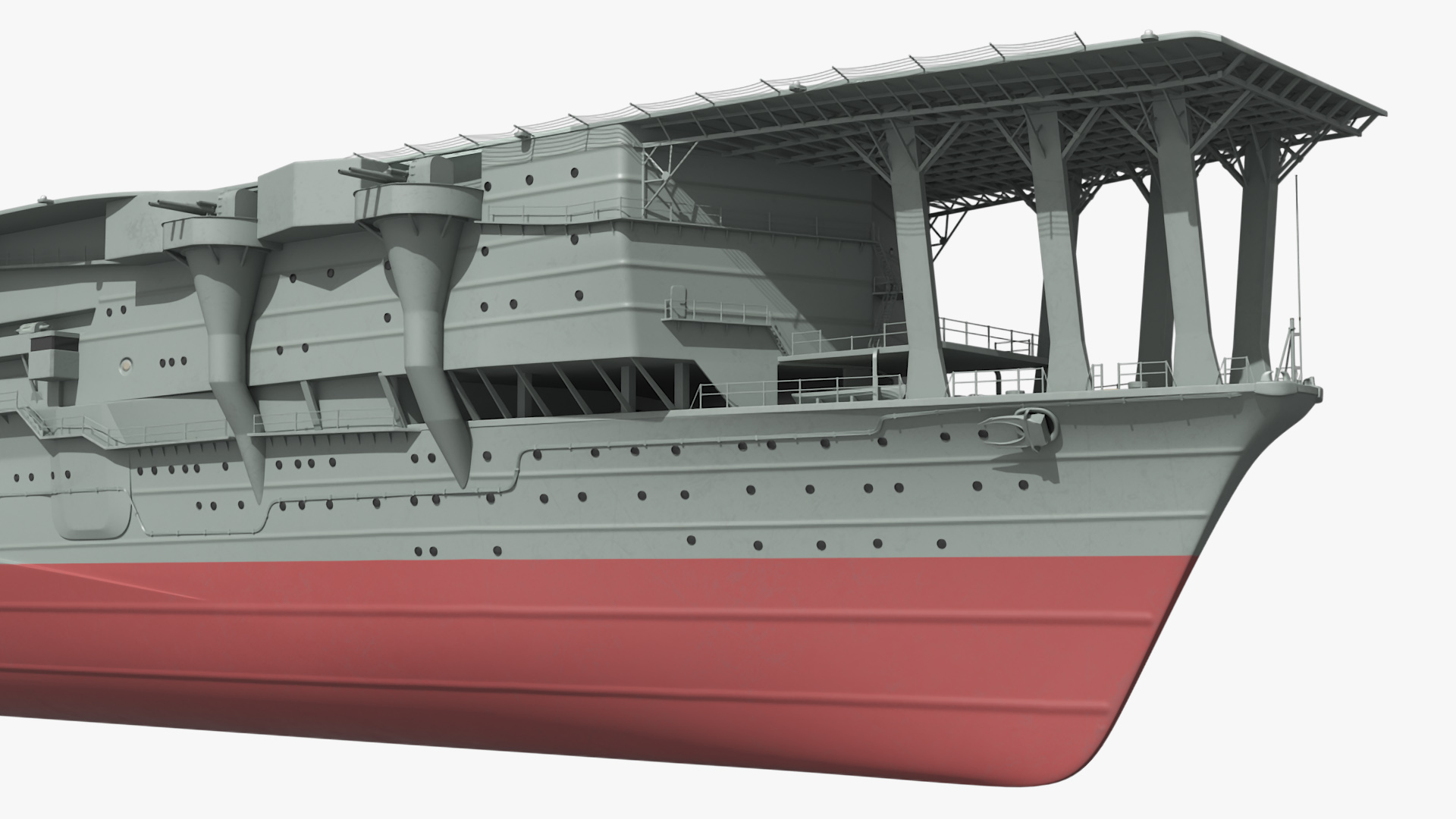 Japanese Aircraft Carrier Kaga with A6M Zero Light Deck Fighters 3D model