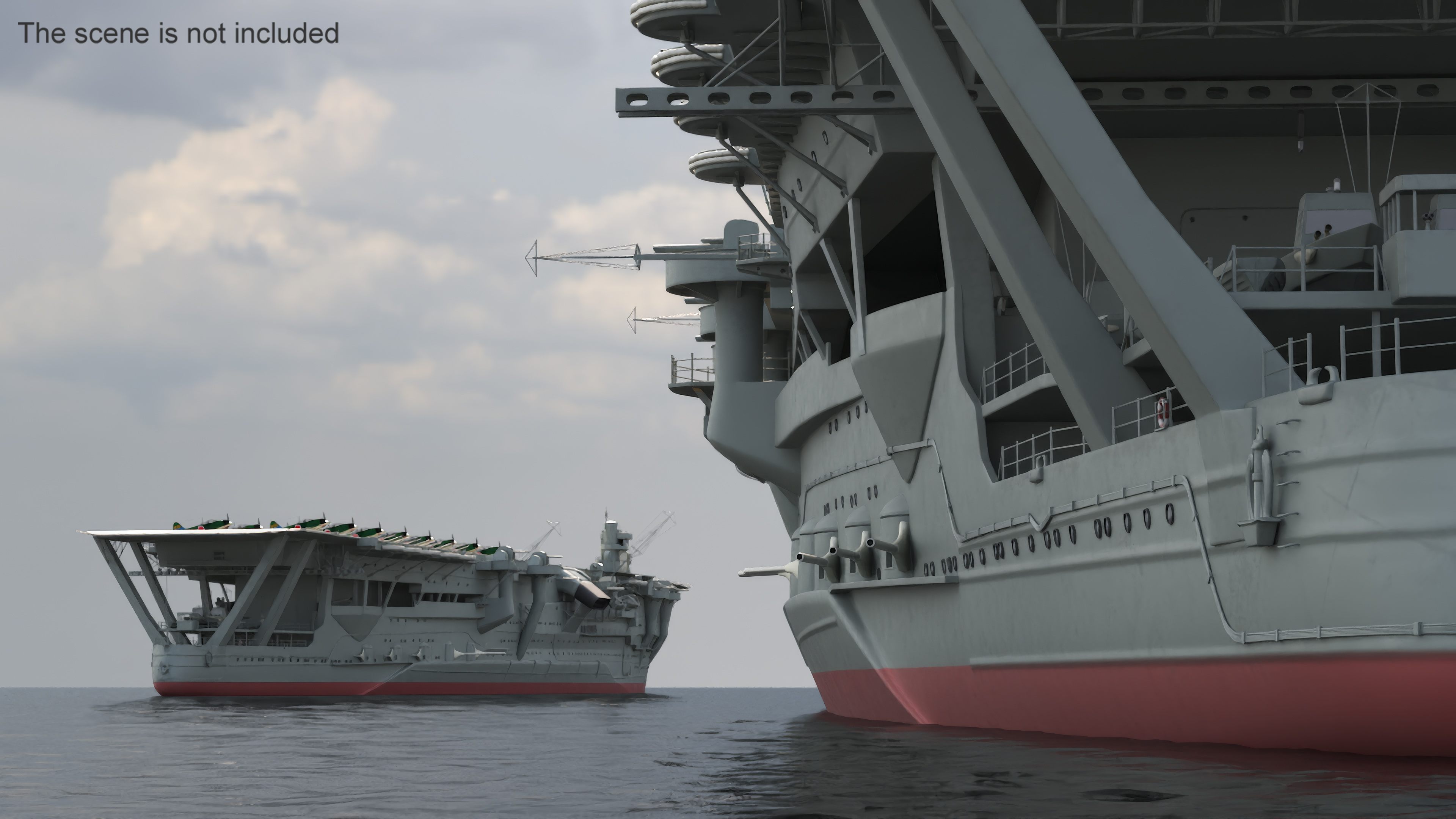 Japanese Aircraft Carrier Kaga with A6M Zero Light Deck Fighters 3D model