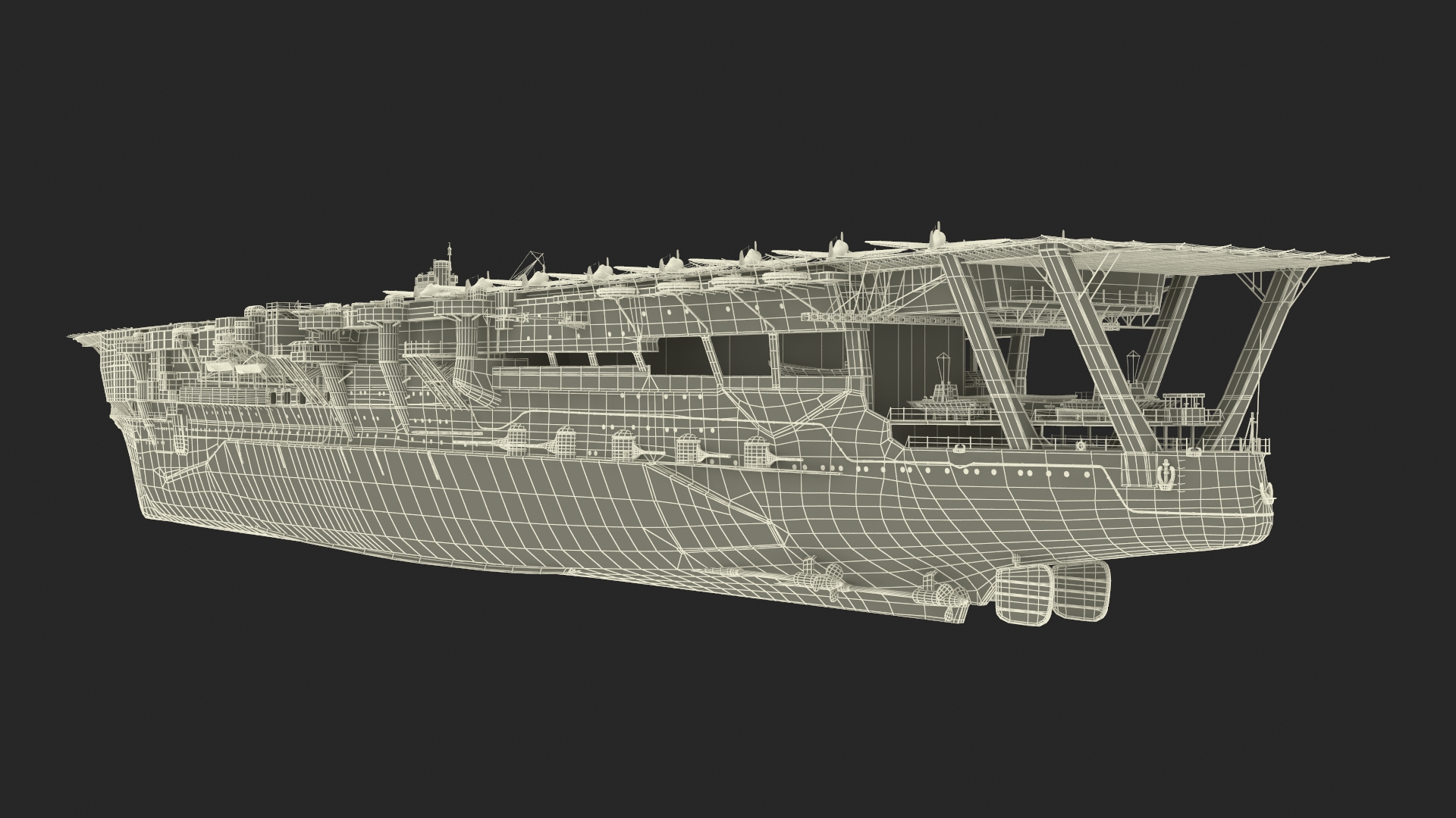 Japanese Aircraft Carrier Kaga with A6M Zero Light Deck Fighters 3D model