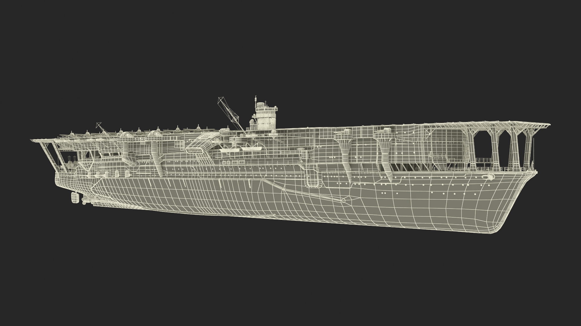 Japanese Aircraft Carrier Kaga with A6M Zero Light Deck Fighters 3D model