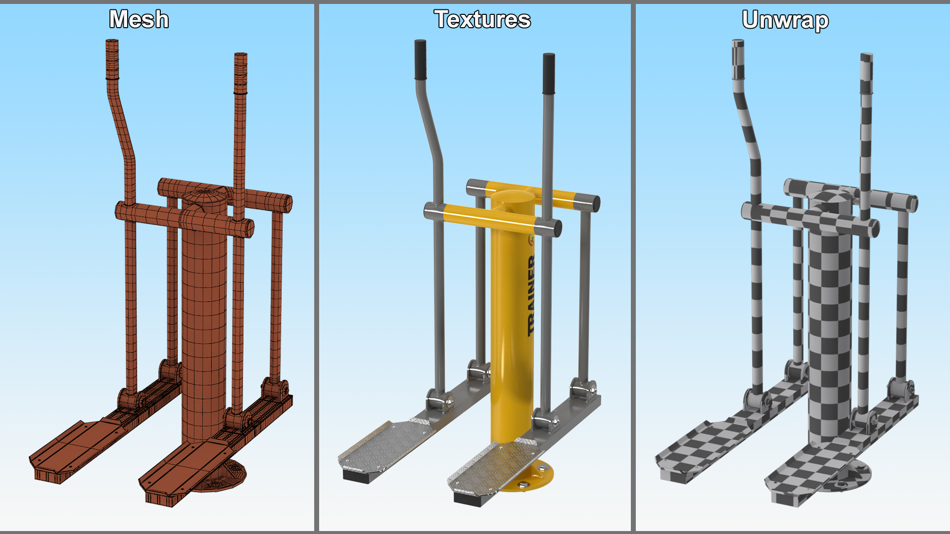 3D Single Ski Walking Outdoor Fitness Equipment Yellow